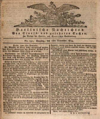 Berlinische Nachrichten von Staats- und gelehrten Sachen Dienstag 1. November 1814