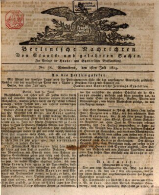 Berlinische Nachrichten von Staats- und gelehrten Sachen Samstag 1. Juli 1815