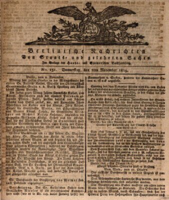 Berlinische Nachrichten von Staats- und gelehrten Sachen Donnerstag 2. November 1815