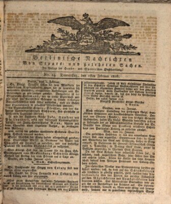Berlinische Nachrichten von Staats- und gelehrten Sachen Donnerstag 1. Februar 1816