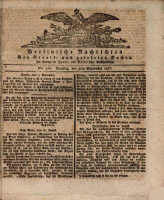 Berlinische Nachrichten von Staats- und gelehrten Sachen Dienstag 3. September 1816