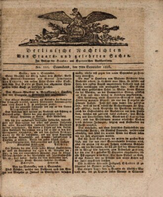 Berlinische Nachrichten von Staats- und gelehrten Sachen Samstag 7. September 1816
