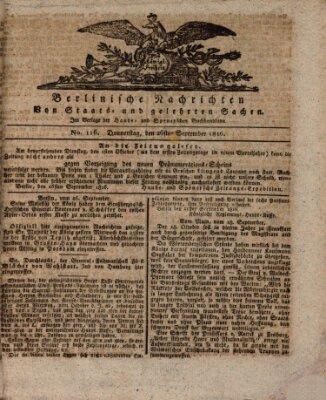 Berlinische Nachrichten von Staats- und gelehrten Sachen Donnerstag 26. September 1816