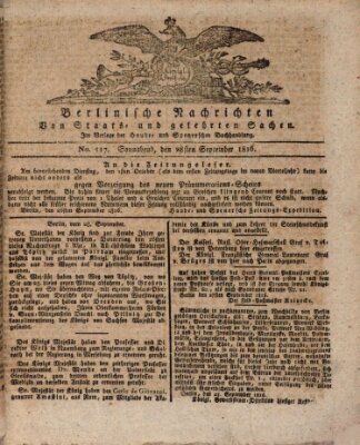 Berlinische Nachrichten von Staats- und gelehrten Sachen Samstag 28. September 1816