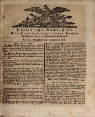 Berlinische Nachrichten von Staats- und gelehrten Sachen Samstag 12. Oktober 1816