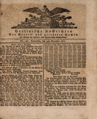 Berlinische Nachrichten von Staats- und gelehrten Sachen Donnerstag 5. Dezember 1816