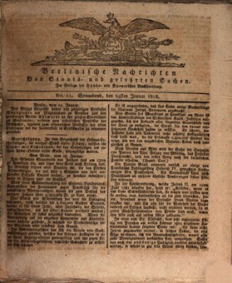 Berlinische Nachrichten von Staats- und gelehrten Sachen Samstag 24. Januar 1818
