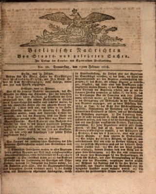 Berlinische Nachrichten von Staats- und gelehrten Sachen Donnerstag 19. Februar 1818