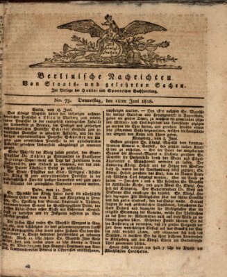 Berlinische Nachrichten von Staats- und gelehrten Sachen Donnerstag 18. Juni 1818