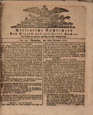 Berlinische Nachrichten von Staats- und gelehrten Sachen Donnerstag 17. Dezember 1818