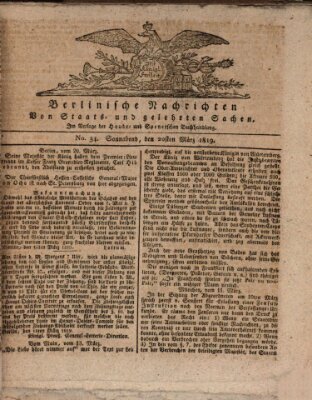 Berlinische Nachrichten von Staats- und gelehrten Sachen Samstag 20. März 1819