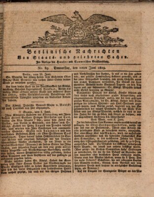 Berlinische Nachrichten von Staats- und gelehrten Sachen Donnerstag 10. Juni 1819