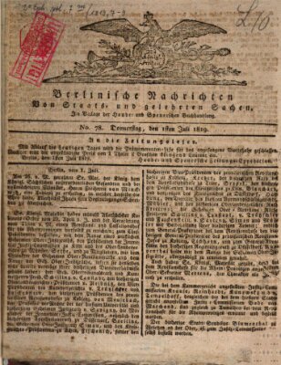 Berlinische Nachrichten von Staats- und gelehrten Sachen Donnerstag 1. Juli 1819