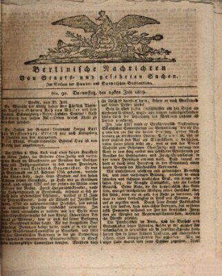 Berlinische Nachrichten von Staats- und gelehrten Sachen Donnerstag 29. Juli 1819