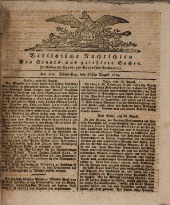 Berlinische Nachrichten von Staats- und gelehrten Sachen Donnerstag 26. August 1819