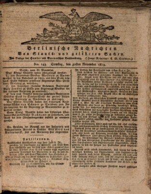 Berlinische Nachrichten von Staats- und gelehrten Sachen Dienstag 30. November 1819