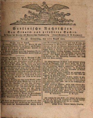 Berlinische Nachrichten von Staats- und gelehrten Sachen Donnerstag 10. August 1820
