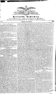 Berlinische Nachrichten von Staats- und gelehrten Sachen Mittwoch 25. Februar 1857