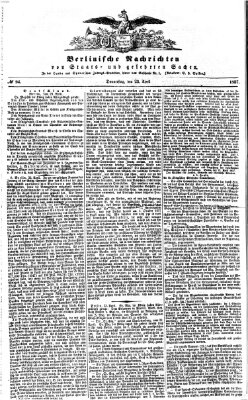 Berlinische Nachrichten von Staats- und gelehrten Sachen Donnerstag 23. April 1857