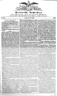 Berlinische Nachrichten von Staats- und gelehrten Sachen Freitag 27. August 1858