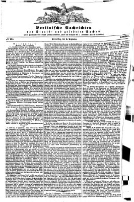 Berlinische Nachrichten von Staats- und gelehrten Sachen Donnerstag 2. September 1858