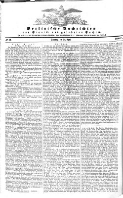 Berlinische Nachrichten von Staats- und gelehrten Sachen Sonntag 14. April 1867