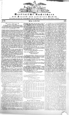 Berlinische Nachrichten von Staats- und gelehrten Sachen Freitag 26. April 1867