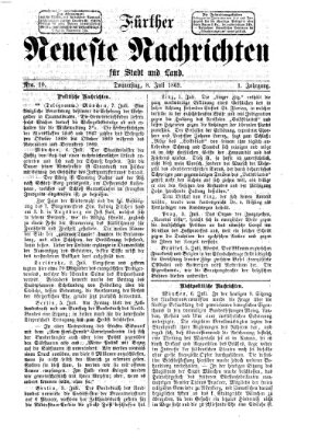 Fürther neueste Nachrichten für Stadt und Land (Fürther Abendzeitung) Donnerstag 8. Juli 1869