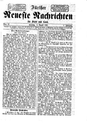 Fürther neueste Nachrichten für Stadt und Land (Fürther Abendzeitung) Sonntag 8. August 1869