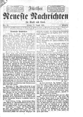 Fürther neueste Nachrichten für Stadt und Land (Fürther Abendzeitung) Freitag 13. August 1869
