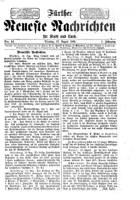 Fürther neueste Nachrichten für Stadt und Land (Fürther Abendzeitung) Dienstag 17. August 1869