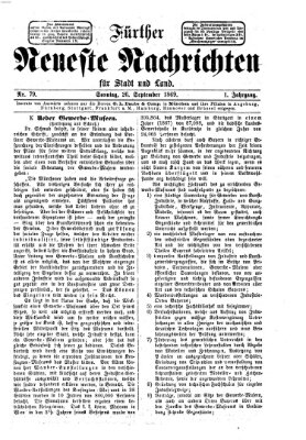 Fürther neueste Nachrichten für Stadt und Land (Fürther Abendzeitung) Sonntag 26. September 1869