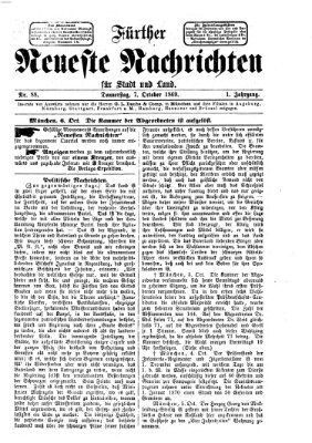 Fürther neueste Nachrichten für Stadt und Land (Fürther Abendzeitung) Donnerstag 7. Oktober 1869