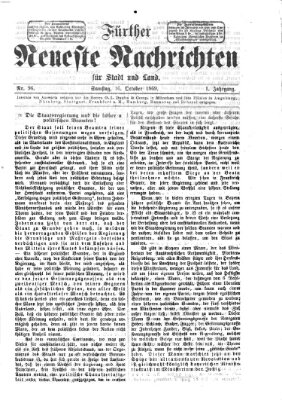 Fürther neueste Nachrichten für Stadt und Land (Fürther Abendzeitung) Samstag 16. Oktober 1869