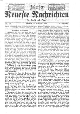 Fürther neueste Nachrichten für Stadt und Land (Fürther Abendzeitung) Mittwoch 17. November 1869