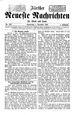 Fürther neueste Nachrichten für Stadt und Land (Fürther Abendzeitung) Donnerstag 2. Dezember 1869