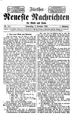Fürther neueste Nachrichten für Stadt und Land (Fürther Abendzeitung) Donnerstag 9. Dezember 1869