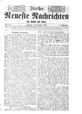 Fürther neueste Nachrichten für Stadt und Land (Fürther Abendzeitung) Freitag 17. Dezember 1869