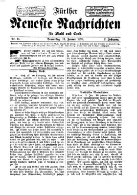 Fürther neueste Nachrichten für Stadt und Land (Fürther Abendzeitung) Donnerstag 13. Januar 1870