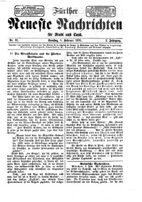 Fürther neueste Nachrichten für Stadt und Land (Fürther Abendzeitung) Samstag 5. Februar 1870