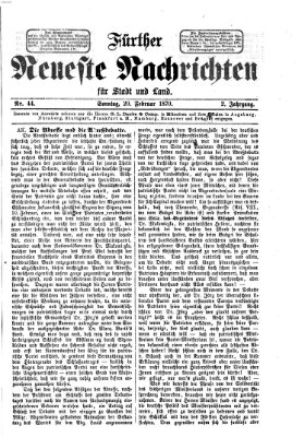 Fürther neueste Nachrichten für Stadt und Land (Fürther Abendzeitung) Sonntag 20. Februar 1870
