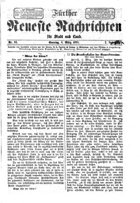 Fürther neueste Nachrichten für Stadt und Land (Fürther Abendzeitung) Sonntag 6. März 1870