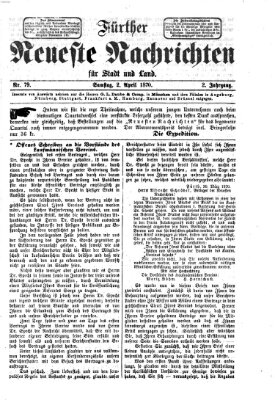 Fürther neueste Nachrichten für Stadt und Land (Fürther Abendzeitung) Samstag 2. April 1870