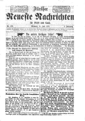 Fürther neueste Nachrichten für Stadt und Land (Fürther Abendzeitung) Mittwoch 20. Juli 1870