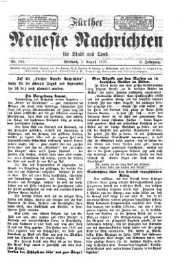 Fürther neueste Nachrichten für Stadt und Land (Fürther Abendzeitung) Mittwoch 3. August 1870