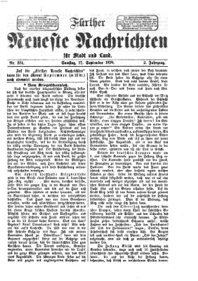 Fürther neueste Nachrichten für Stadt und Land (Fürther Abendzeitung) Samstag 17. September 1870
