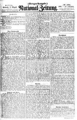 Nationalzeitung Mittwoch 27. August 1862
