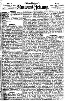 Nationalzeitung Samstag 15. April 1865