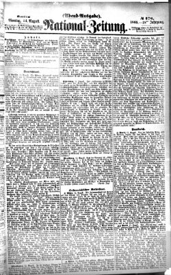 Nationalzeitung Montag 14. August 1865