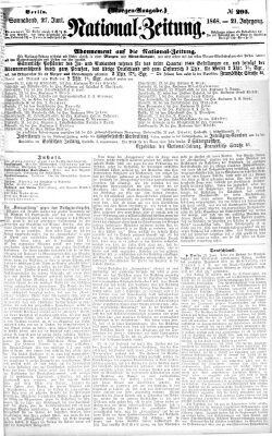 Nationalzeitung Samstag 27. Juni 1868